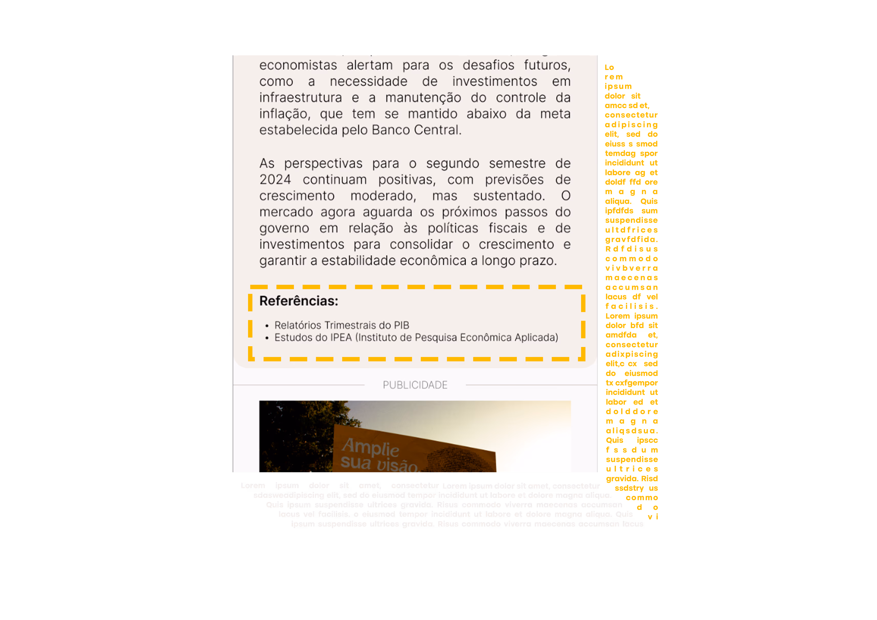 Imagem da seção de referências dentro de uma matéria.