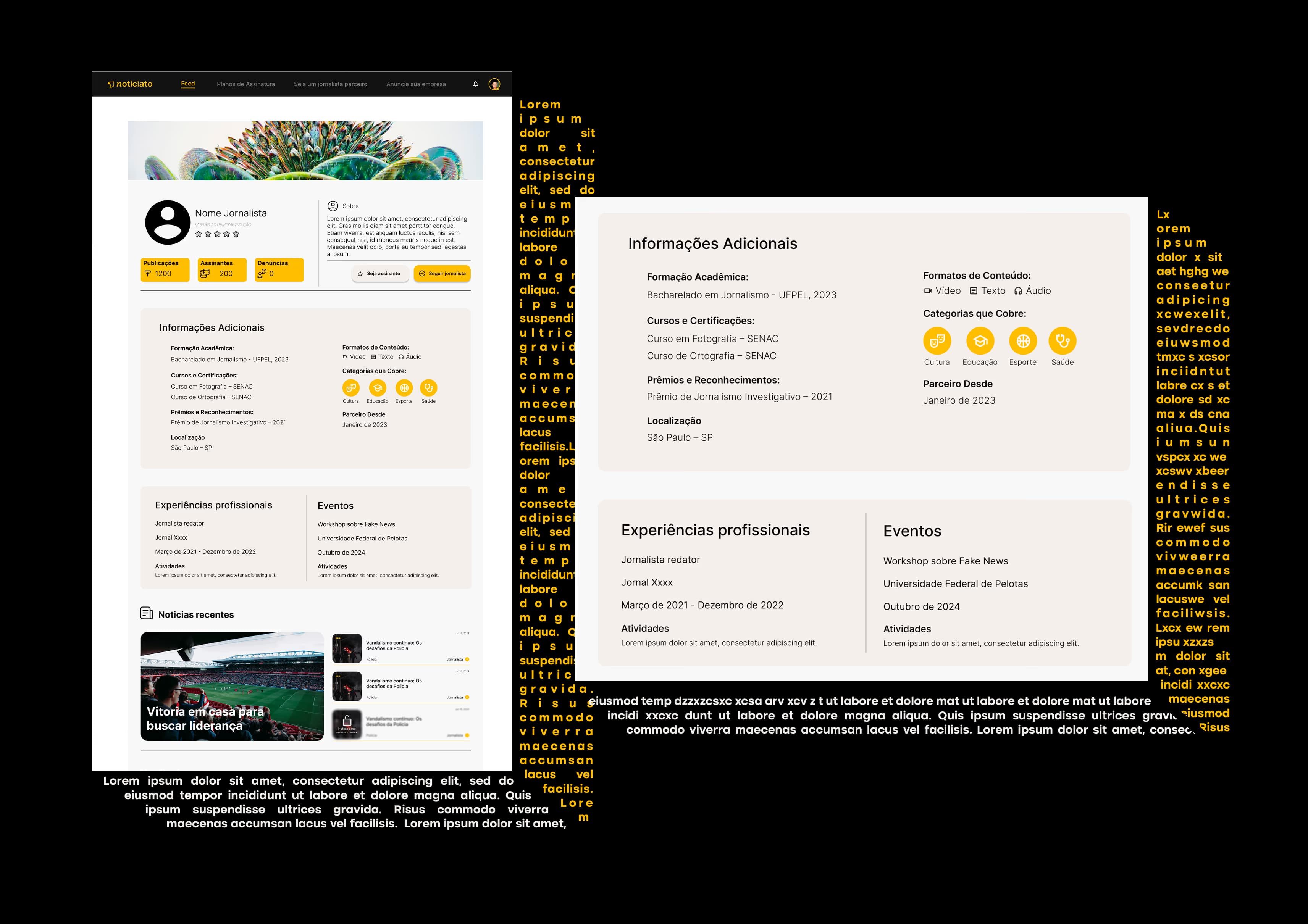 Imagem da conta do usuário no Noticiato.