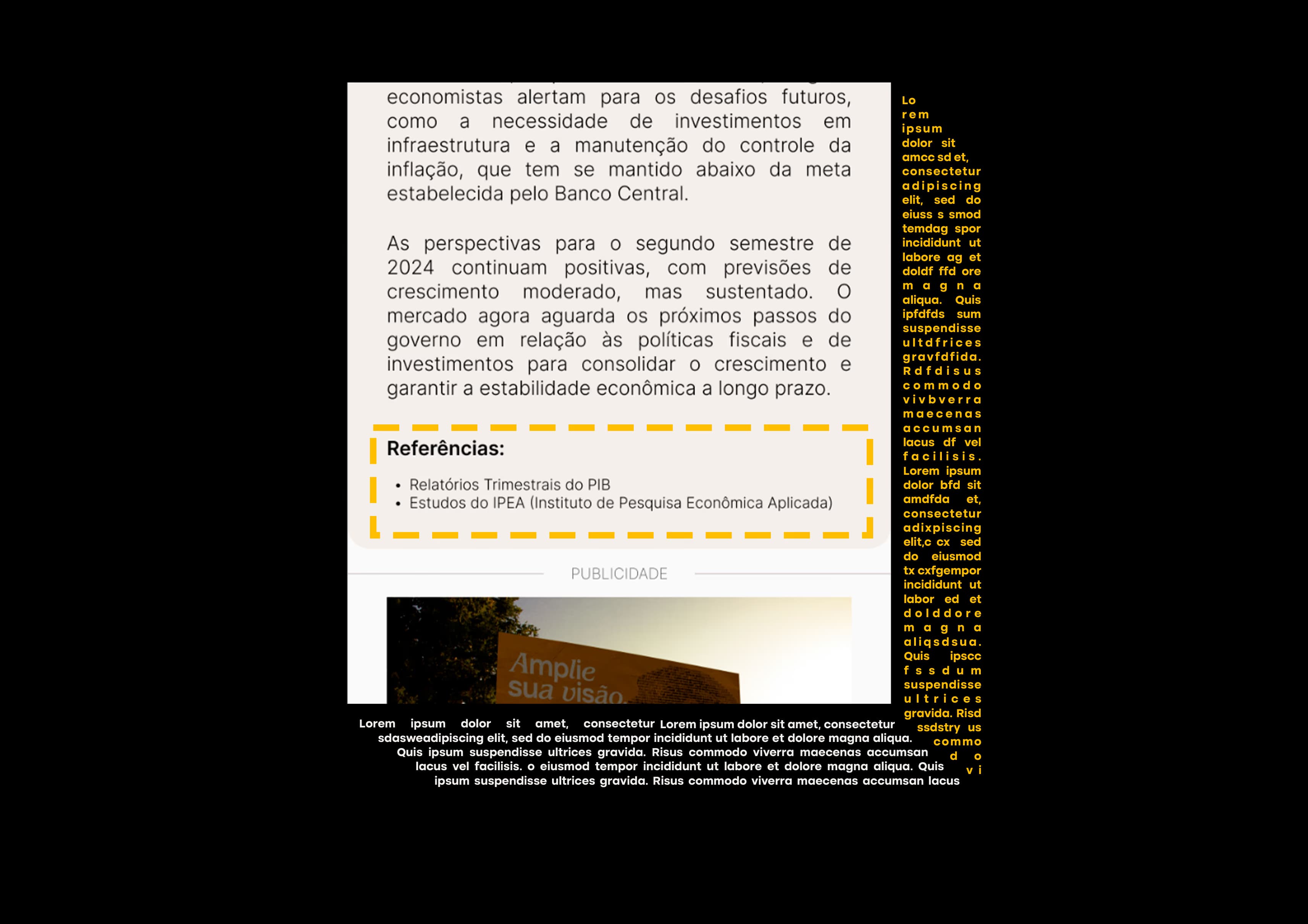 Imagem da seção de referências dentro de uma matéria.